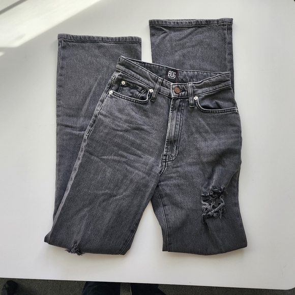 Urban Outfitters BDG Jeans Womens 24 Waist Black Distressed Stretch Highwaist - Picture 2 of 7